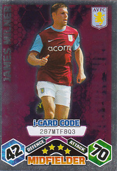 James Milner Aston Villa 2009/10 Topps Match Attax i-Card Code #36